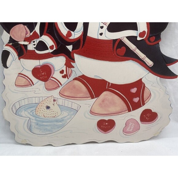 Vintage Valentine’s Day Die Cut Penguin Wall Decoration Hard To Find - Picture 2 of 12